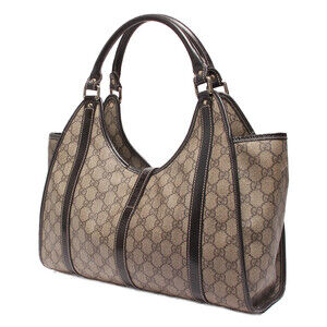 Gucci GG patent Bardot Supreme Joy bag canvas Brown shoulder leather